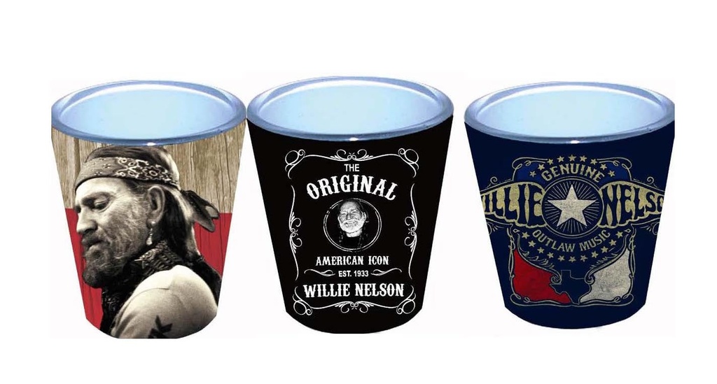 Willie Nelson Shot Glass Set - Black & White