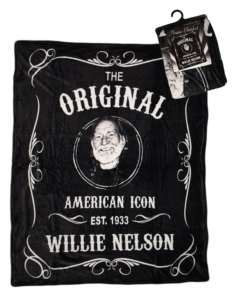 Willie Nelson Throw Blanket - "Blk & Wht Est".