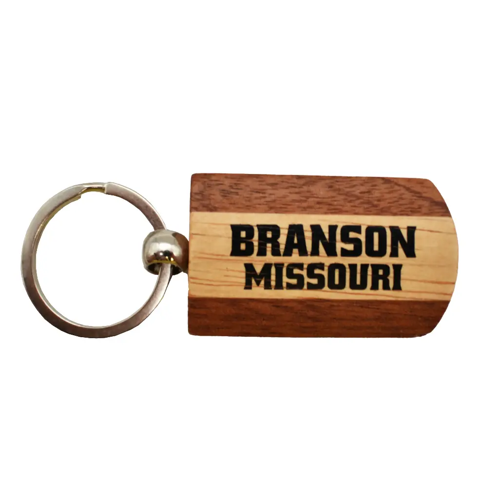 Branson Key Chain - Two Tone Wood