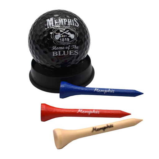 [M7078] Memphis Golf Ball & Tee Set -  Black & White Est.