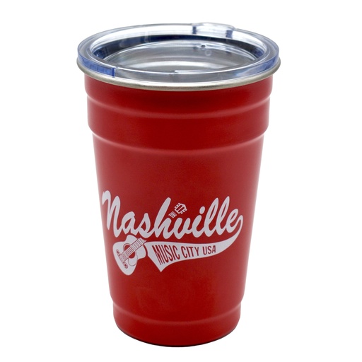 [N7153] Nashville Pint Cup - Red Solo with Lid