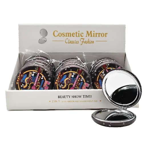 [N7070] Nashville Compact Mirror - Round Neon 12 pc Display