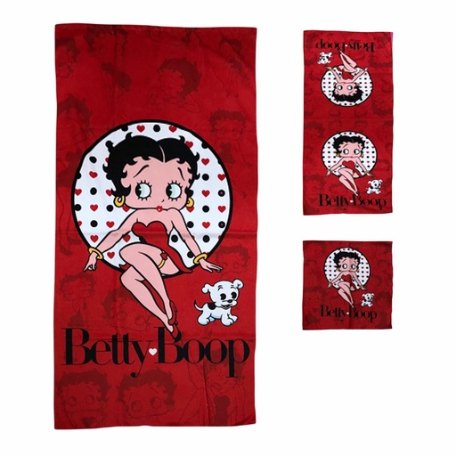 [BB6588] Betty Boop Bath Towel Set - Red 3pc