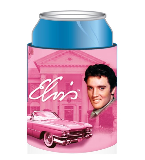 [E8482] Elvis Huggie/Koozie - Pink With Guitars