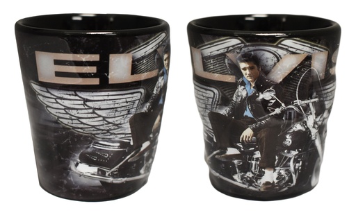 [E8622] Elvis Shot Glass - Motorcycle With Wings Embossed