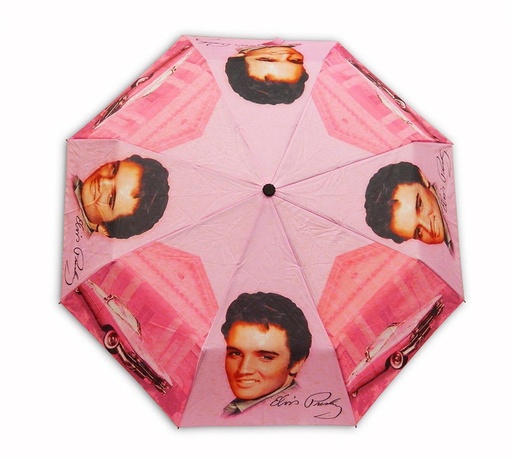 [E8677] Elvis Umbrella - Pink With Guitars