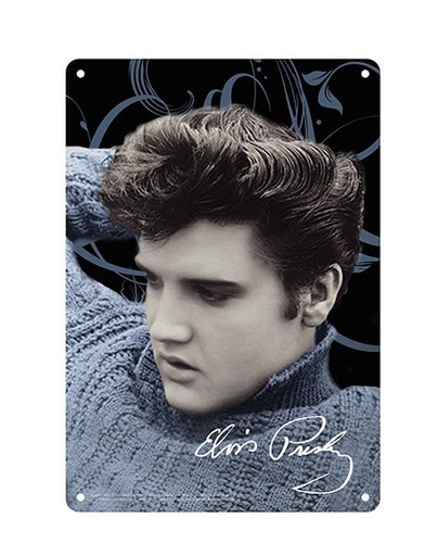 [E8682] Elvis Sign - Blue Sweater