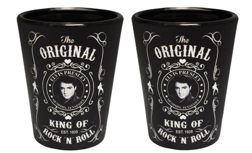 [E8712] Elvis Shot Glass - Blk & Wht Est.