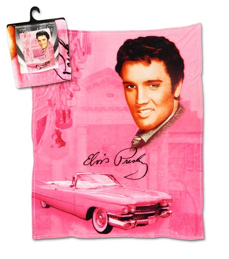 [E8720] Elvis Throw Blanket - Pink With Guitars