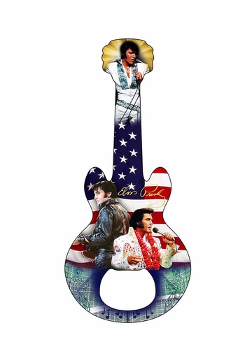 [E8742] Elvis Bottle Opener And Magnet - Flag Collage