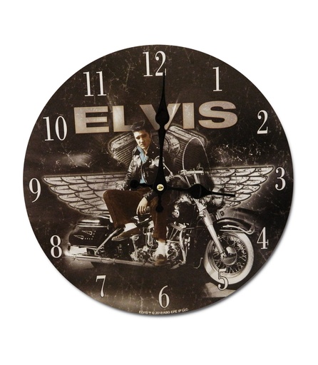 [E8779] Elvis Clock - Motorcycle With Wings