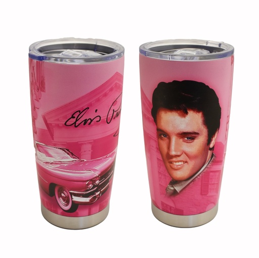 [E8813] Elvis Thermos - Pink With Guitars