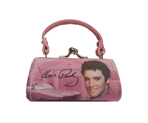 [E8845] Elvis Mini Purse - Pink w/Guitars