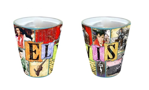 [E8852] Elvis Shot Glass - Multi Images Teal