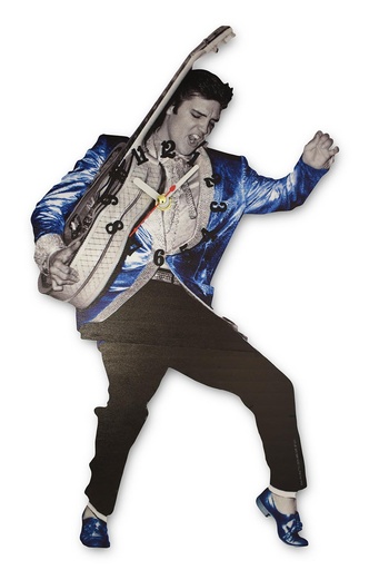 [E8860] Elvis Clock - Swinging Legs Blue Suede Shoes