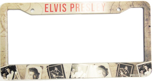 [E8917] Elvis License Plate Frame -  Blk & Wht Frames