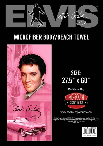 [E8947] Elvis Towel - Pink With Guitars