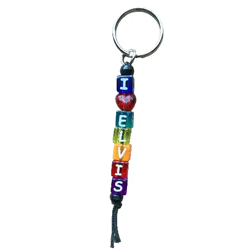 [E8968] Elvis Key Chain - Block Dice Small