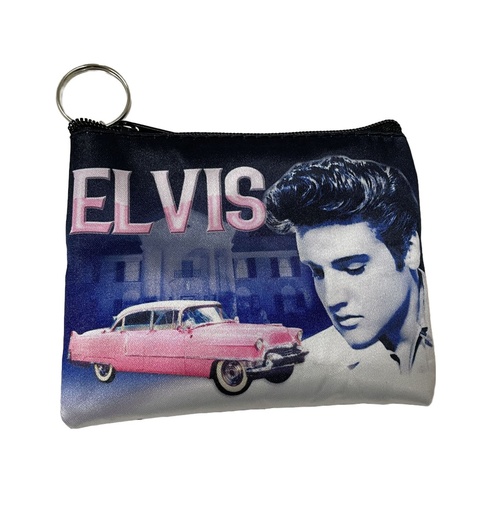 [E8996] Elvis Key Chain/Coin Purse - Pink Caddy