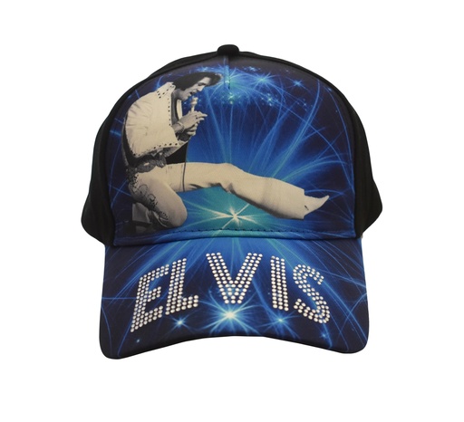 [E9019] Elvis Cap - Blue With Rhinestones