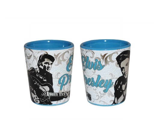 [E9031] Elvis Shot Glass - White With Foil