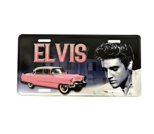 [E9034] Elvis License Plate - Pink Caddy