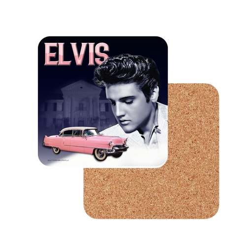 [E9037] Elvis Coasters - Pink Caddy - 6pc Set