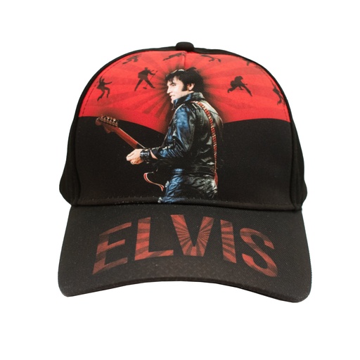 [E9066] Elvis Cap - Black & Red '68