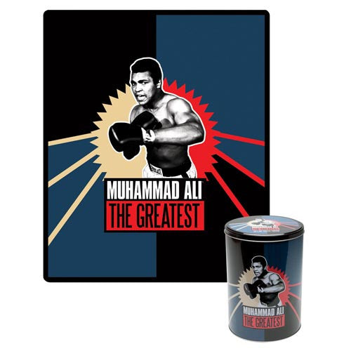 [G45090] Muhammad Ali Throw Blanket - Collectible Tin