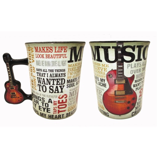 [G5147] Mug - Music Is Passion Guitar Handle