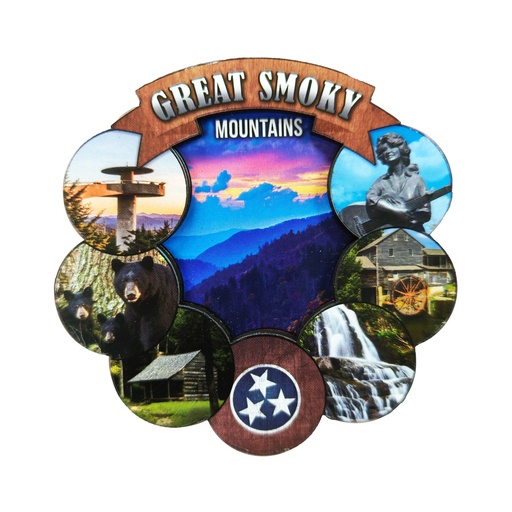 [G6895] Great Smoky Mountains Magnet - Round Photo