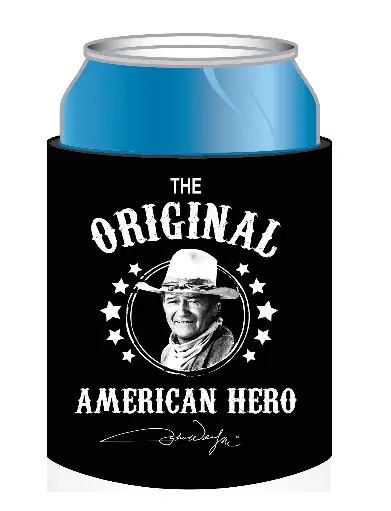 [JW5685] John Wayne Huggie/Koozie - Blk & Wht