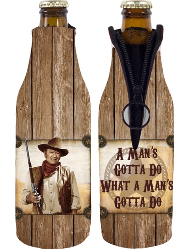 [JW5688] John Wayne Bottle Huggie/Koozie - Man's Gotta