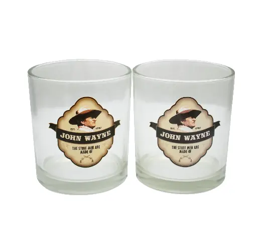 [JW5836] John Wayne Whiskey Glass Set - Shield - 2pc Set