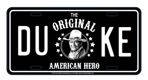 [JW6019] John Wayne License Plate - Blk & Wht Est.