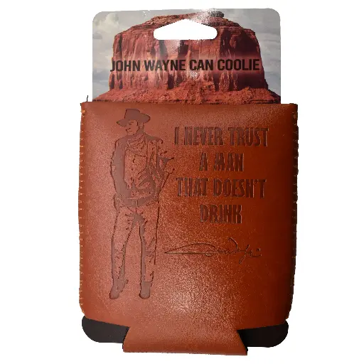 [JW6256] John Wayne Leather Huggie/Koozie - I Never Trust