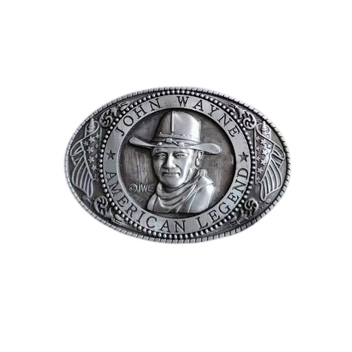 [JW6674] John Wayne Belt Buckle - Pewter