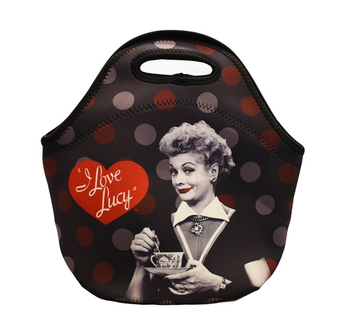 [L6209] Lucy Lunch Bag - Blk & Red w/Zipper