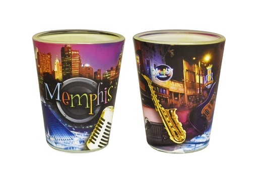 [M4620] Memphis Shot Glass - Collage w/Mic