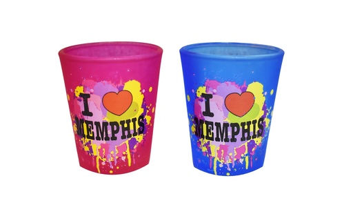 [M5436] Memphis Shot Glass - I Love Pink/Blue Assorted