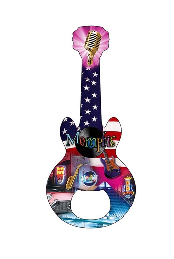 [M5637] Memphis Bottle Opener & Magnet - Collage w/ Flag