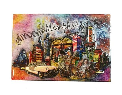 [M5944] Memphis Magnet - Collage Skyline Laser Foil