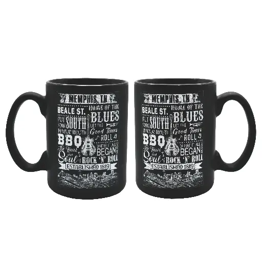 [M6325] Memphis Mug - Matte Blk & Wht Collage