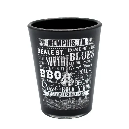 [M6326] Memphis Shot Glass - Matte Blk & Wht Collage