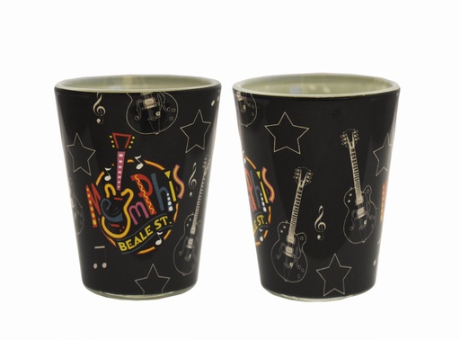 [M6393] Memphis Shot Glass - Round Neon w/Icons