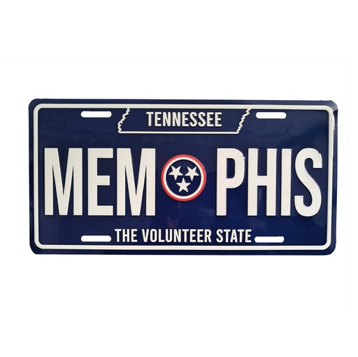 [M6873] Memphis License Plate - Blue