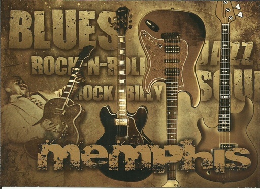 [MSP2086] Memphis Postcard - Sepia Guitars - Pack of 50