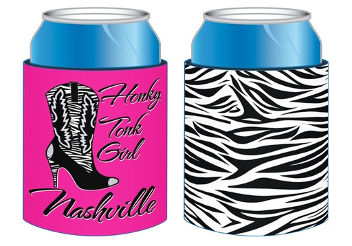 [N4980] Nashville Huggie/Koozie - Honky Tonk Zebra