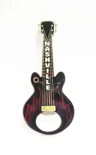 [N5013] Nashville Bottle Opener and Magnet - Flame Guitar