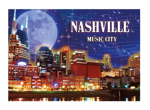 [N5132] Nashville Postcard - Night Skyline - Pack of 50